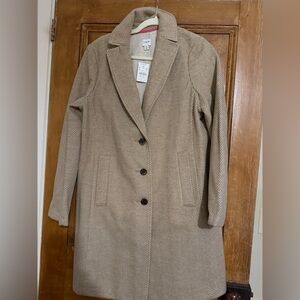 J. Crew Beige Herringbone Trench Coat